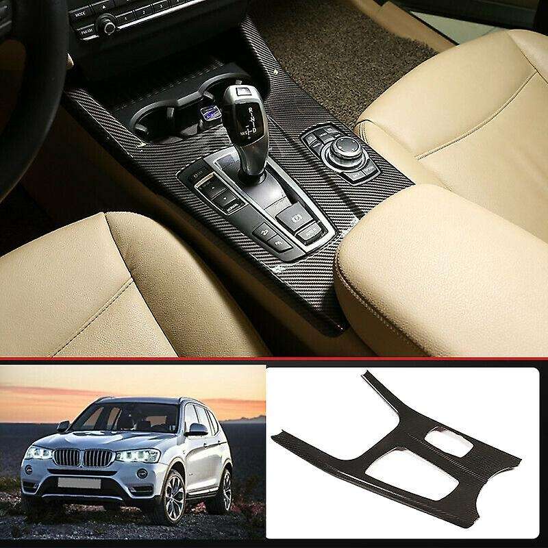 Car Carbon Fiber Central Control Gear Shift Knob Panel Trim Cover Car Accessories for- X3 F25 X4 F26