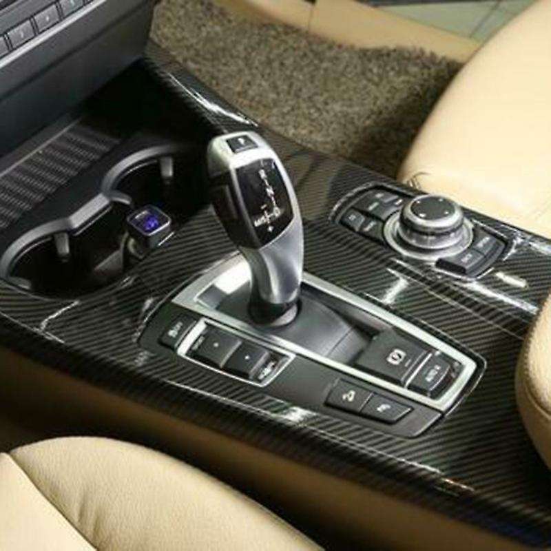Car Carbon Fiber Central Control Gear Shift Knob Panel Trim Cover Car Accessories for- X3 F25 X4 F26