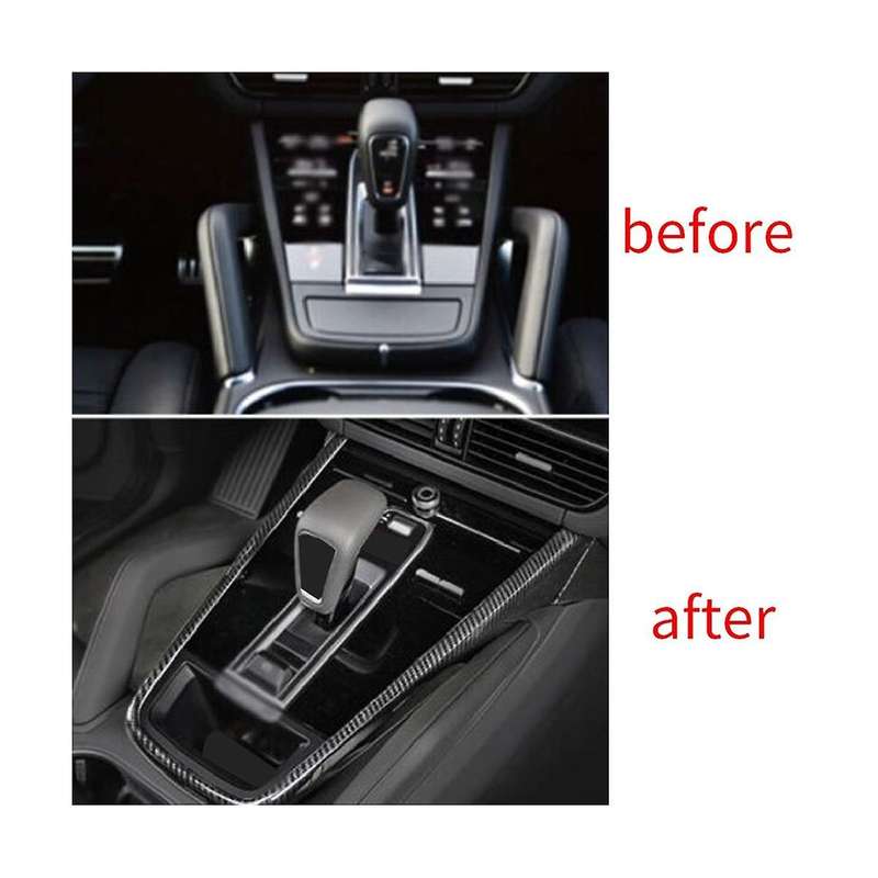 Car Carbon Fiber Console Gear Shift and Central Control Decorative Frame Cover Trim for 2018-2019