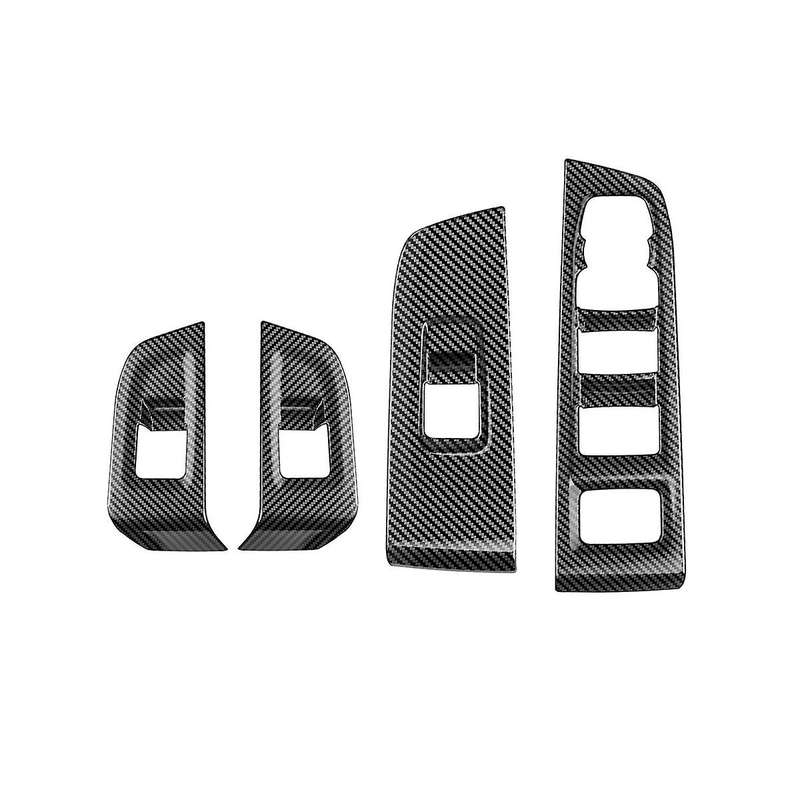 Car Carbon Fiber Door Armrest Window Glass Lift Button Frame Door Bowl Cover Trim for 2023 Abs