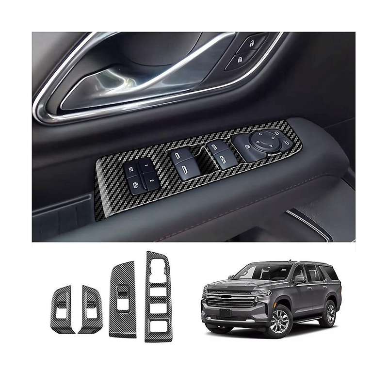 Car Carbon Fiber Door Armrest Window Glass Lift Button Frame Door Bowl Cover Trim for 2023 Abs