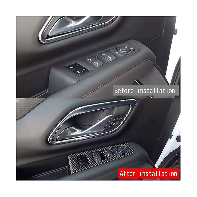Car Carbon Fiber Door Armrest Window Glass Lift Button Frame Door Bowl Cover Trim for 2023 Abs