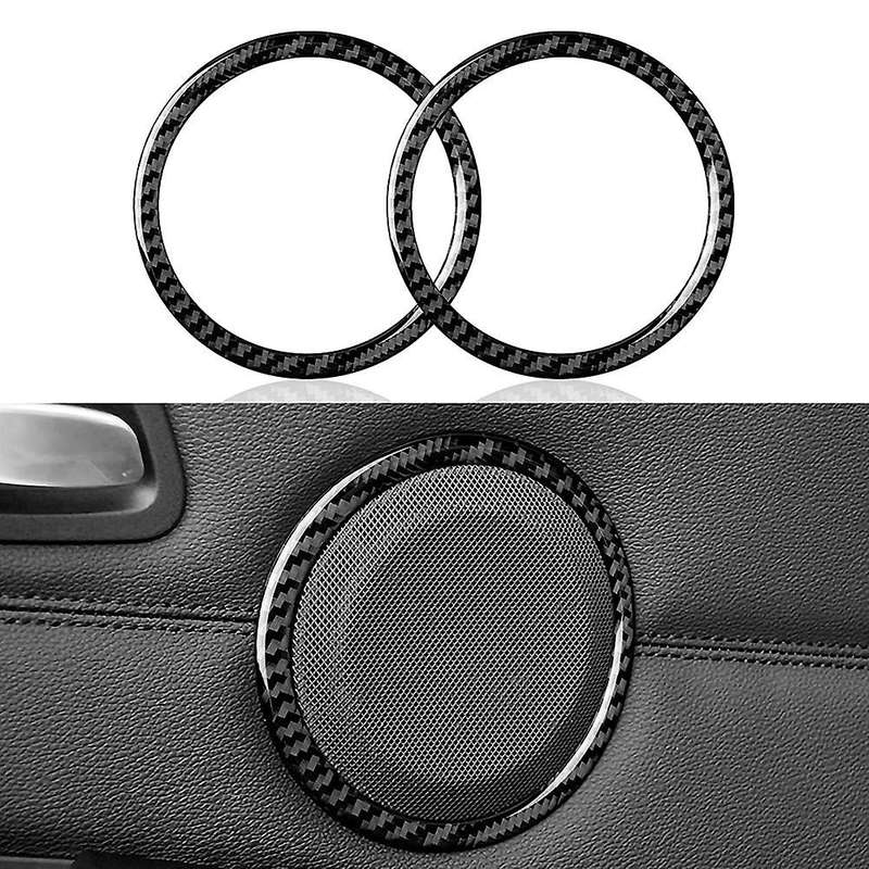 Car Carbon Fiber Door Audio Speaker Sticker Cover Trim Decal Ring for - 3 Series E90 E92 E93 2005-20