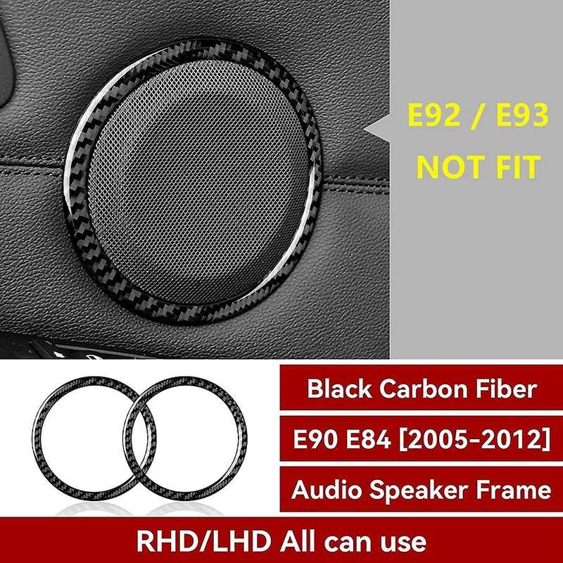 Car Carbon Fiber Door Audio Speaker Sticker Cover Trim Decal Ring for - 3 Series E90 E92 E93 2005-20