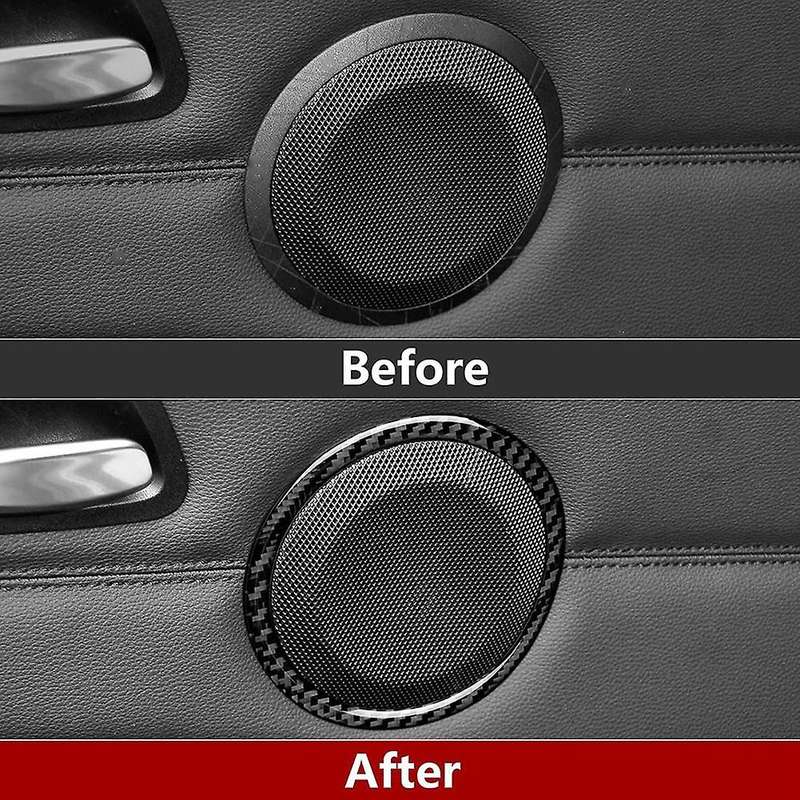 Car Carbon Fiber Door Audio Speaker Sticker Cover Trim Decal Ring for - 3 Series E90 E92 E93 2005-20