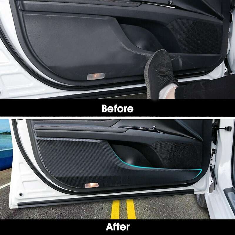 Car Carbon Fiber Door Anti Kick Pad Protective Decorative Sticker for 2018-2019