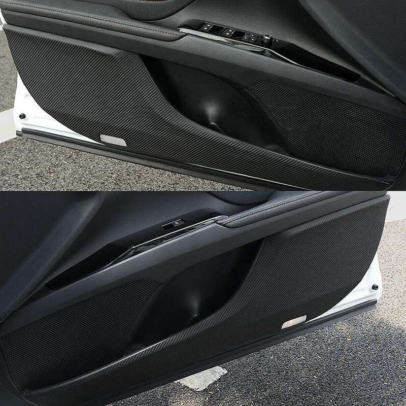 Car Carbon Fiber Door Anti Kick Pad Protective Decorative Sticker for 2018-2019