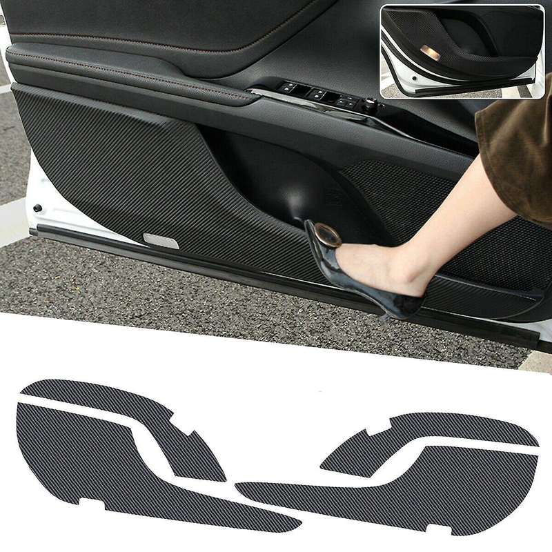 Car Carbon Fiber Door Anti Kick Pad Protective Decorative Sticker for 2018-2019