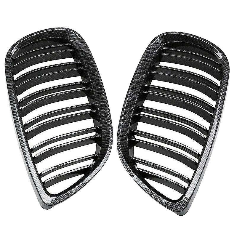 Car Carbon Fiber Double Slat Front Kidney Grille Grill for 3-series E92 E93 M3 328I 335I 2007-2011