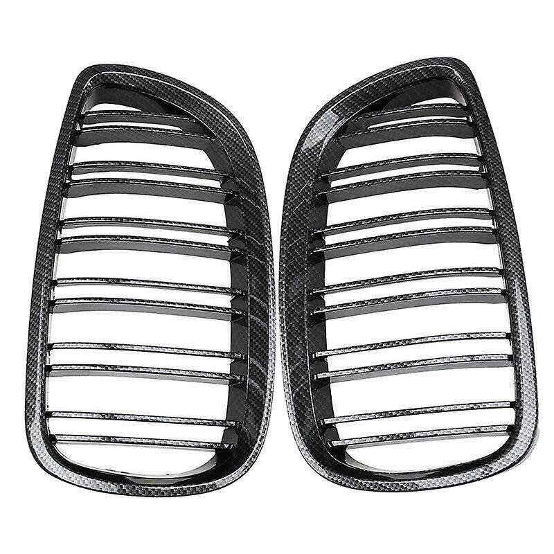 Car Carbon Fiber Double Slat Front Kidney Grille Grill for 3-series E92 E93 M3 328I 335I 2007-2011