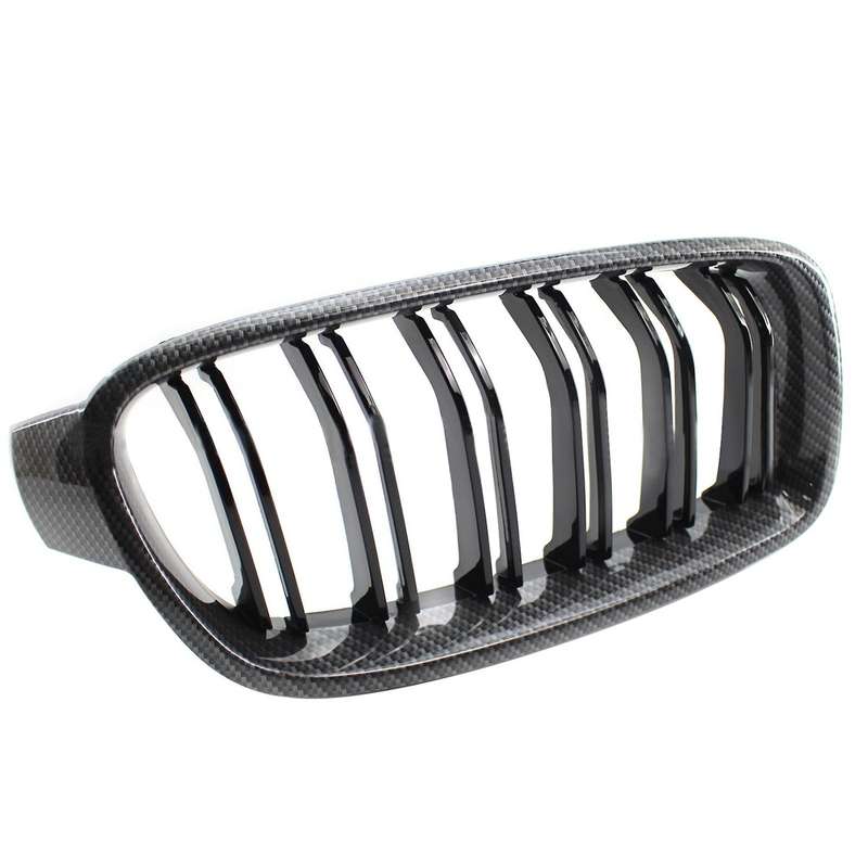 Car Carbon Fiber Double Line Front Hood Kidney Grill for - 3 Series F30 2013-2019 51130054493