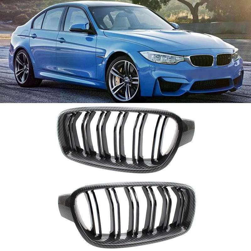 Car Carbon Fiber Double Line Front Hood Kidney Grill for - 3 Series F30 2013-2019 51130054493