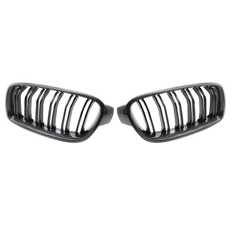 Car Carbon Fiber Double Line Front Hood Kidney Grill for - 3 Series F30 2013-2019 51130054493