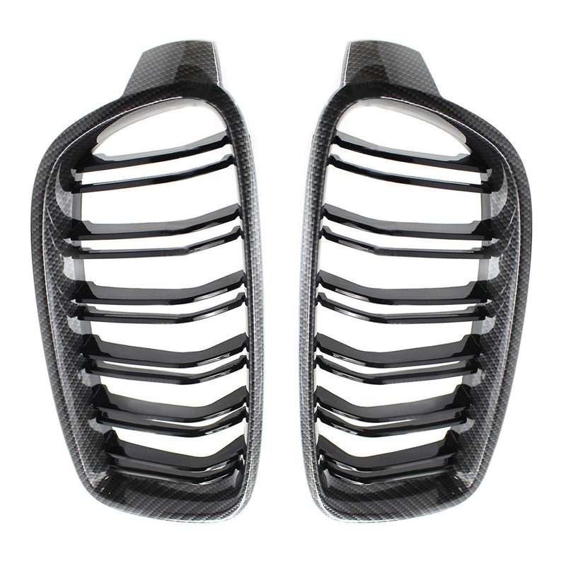 Car Carbon Fiber Double Line Front Hood Kidney Grill for - 3 Series F30 2013-2019 51130054493