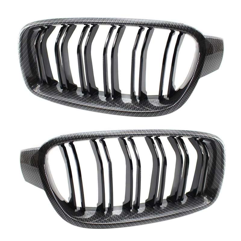 Car Carbon Fiber Double Line Front Hood Kidney Grill for - 3 Series F30 2013-2019 51130054493