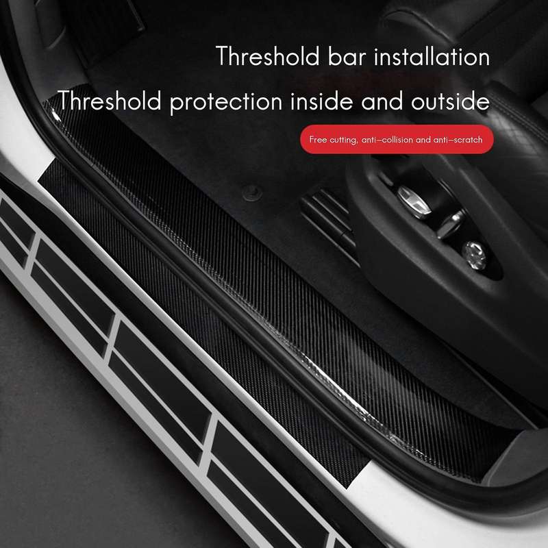 Car Carbon Fiber Door Sill Strip, Door Anti-Collision Strip, Anti-Stepping Protection, Modified Wel