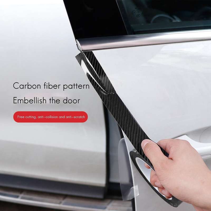 Car Carbon Fiber Door Sill Strip, Door Anti-Collision Strip, Anti-Stepping Protection, Modified Wel