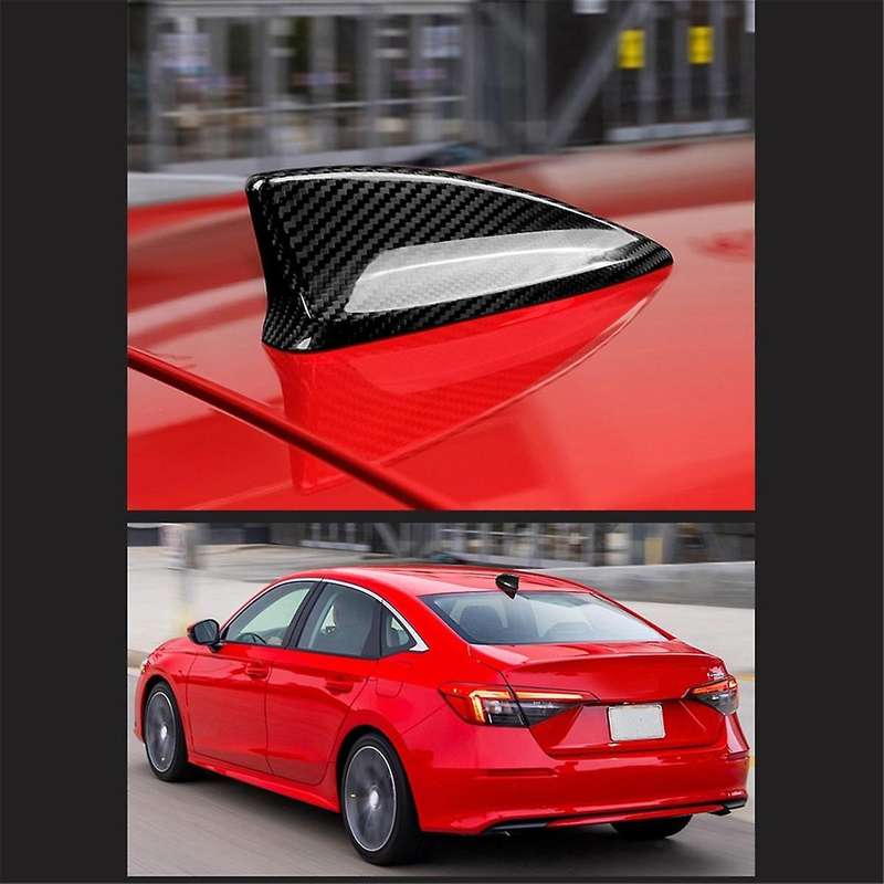 Car Carbon Fiber Fin Antenna Cover for 11Th Sedan Hatchback and Type R 2022-UP(Red)