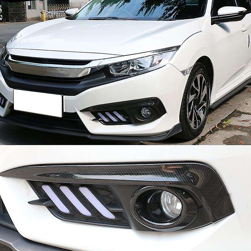Car Carbon Fiber Front Fog Fight Lamp Eyebrow Cover Strip for 10Th Generation 2016+