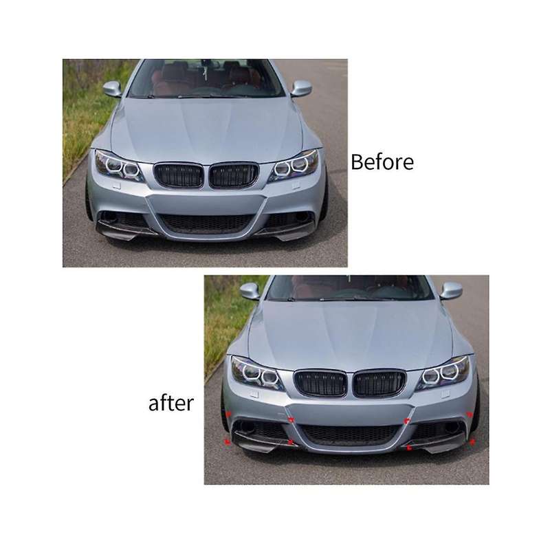 Car Carbon Fiber Front Bumper Splitter Spoiler Trim Fog Light Canard for 3 Series E90 E91 2009-2012