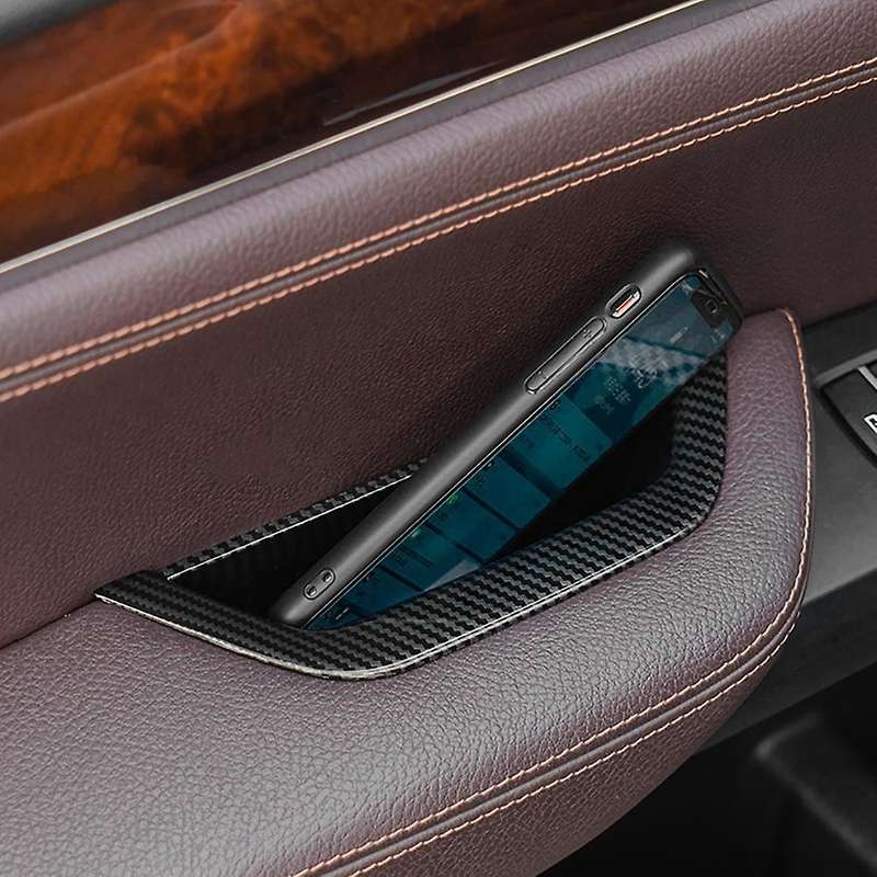 Car Carbon Fiber Front Left Interior Inner Door Handle Pull Trim Cover for F25 F26 X3 X4 2011-2017 L