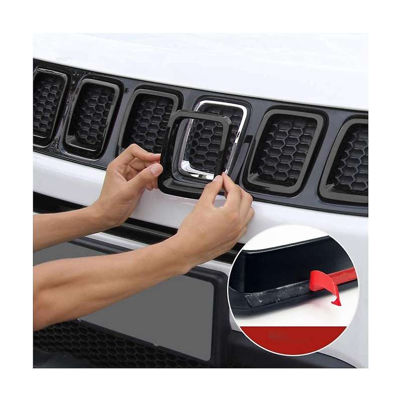 Car Carbon Fiber Front Grill Mesh Inserts Rings Covers Trim Inserts Kit for Compass Mp 2017 2018 20