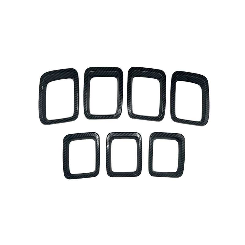 Car Carbon Fiber Front Grill Mesh Inserts Rings Covers Trim Inserts Kit for Compass Mp 2017 2018 20