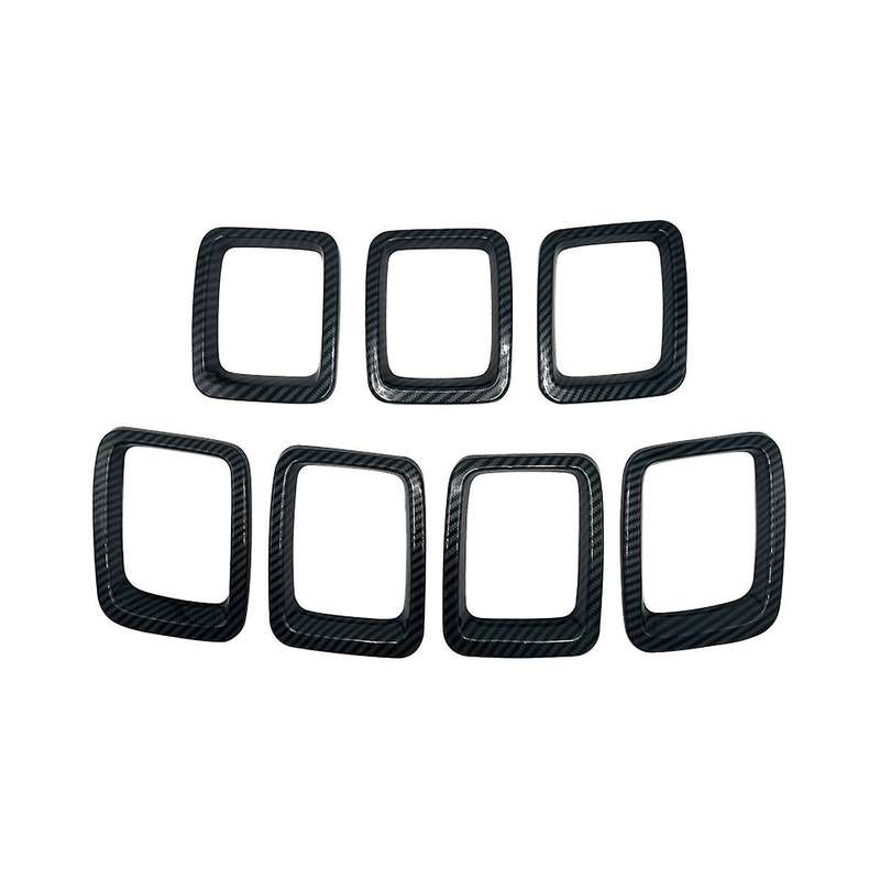 Car Carbon Fiber Front Grill Mesh Inserts Rings Covers Trim Inserts Kit for Compass Mp 2017 2018 20