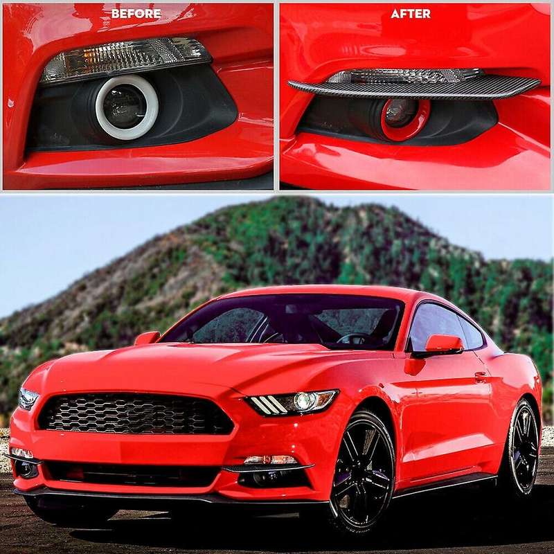 Car Carbon Fiber Front Fog Light Lamp Eyebrow Cover Trim for 2015-2018
