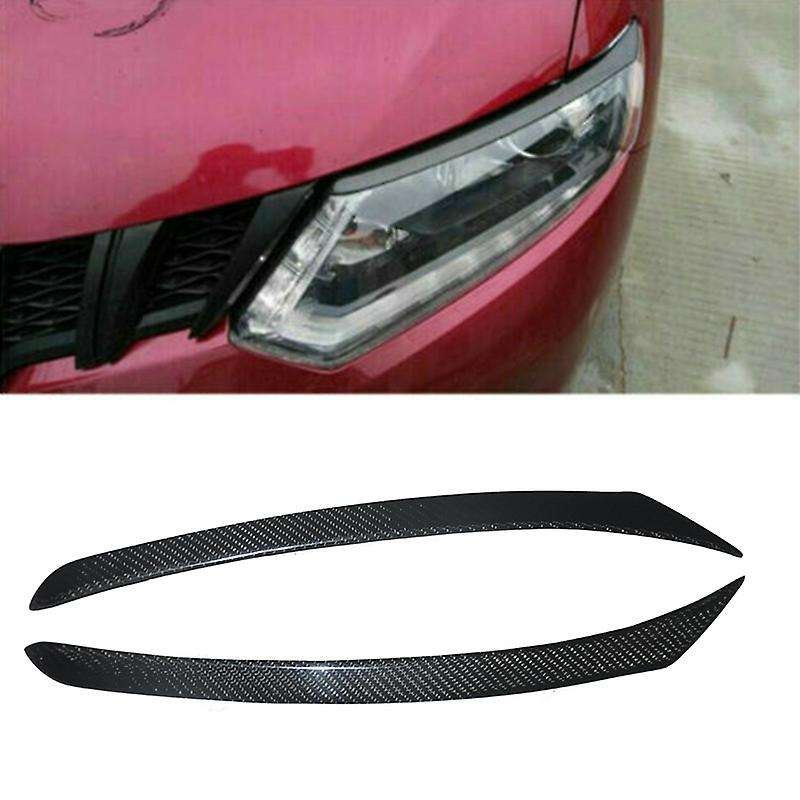 Car Carbon Fiber Front Head Light Eyebrow Cover Trim for Rogue 14-16