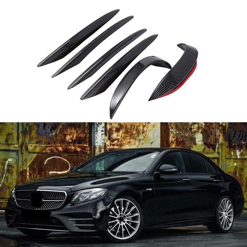 Car Carbon Fiber Front Fog Light Eyebrow Stickers Trim for E Class W213 E43 Sport 2016-2019