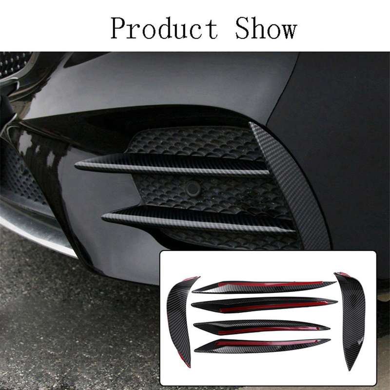 Car Carbon Fiber Front Fog Light Eyebrow Stickers Trim for E Class W213 E43 Sport 2016-2019