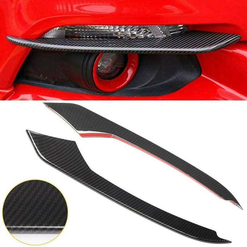 Car Carbon Fiber Front Fog Light Lamp Eyebrow Cover Trim for 2015-2017