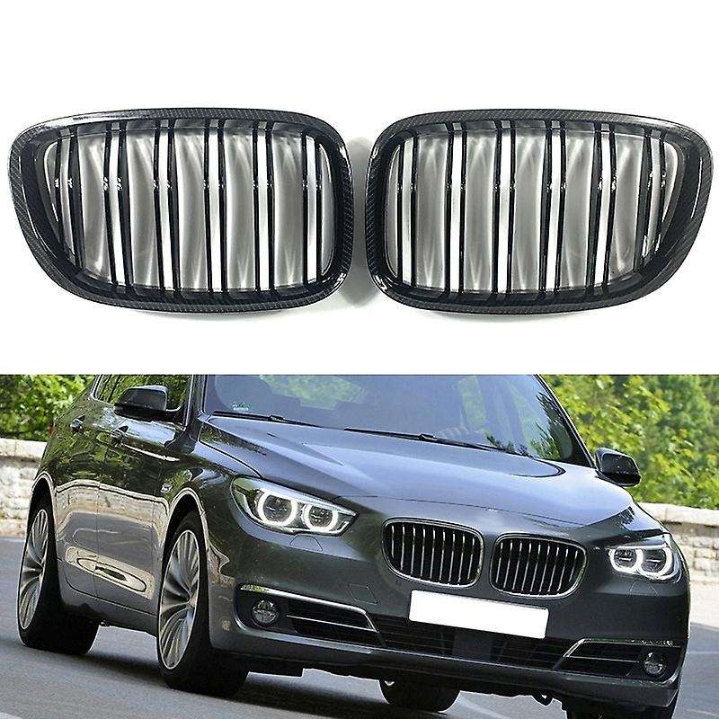 Car Carbon Fiber Front Kidney Grill Grilles Double Line Grilles for 5 Series GT F07 528I 535I 550I 2