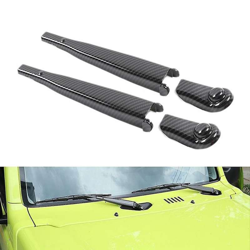 Car Carbon Fiber Front Windshield Rain Wiper Blade Arms Cover Trim Decoration for Jimny JB74 JB64 20