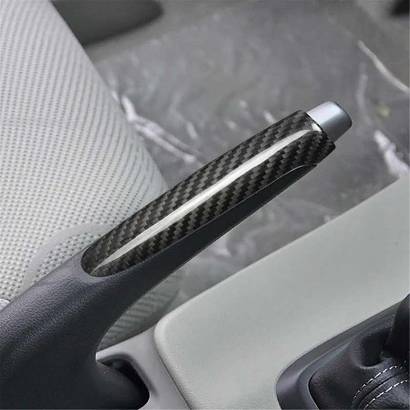 Car Carbon Fiber Hand Brake Cover Hand Brake Grip Case Shell Trim for 2012-2016 Handbrake Stickers