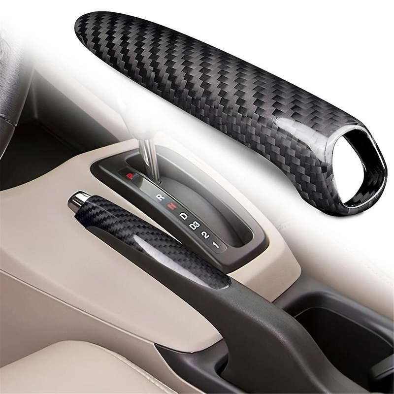 Car Carbon Fiber Hand Brake Cover Hand Brake Grip Case Shell Trim for 2012-2016 Handbrake Stickers