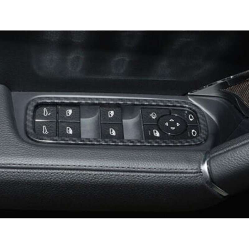 Car Carbon Fiber Grain Window Switch Button Garnish Trim Frame for 2014-2019