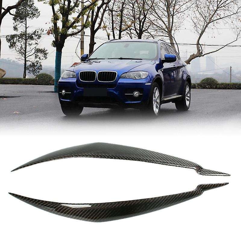 Car Carbon Fiber Headlight Eyelid Eyebrow Cover for E71 X6 X6M 2008-2014
