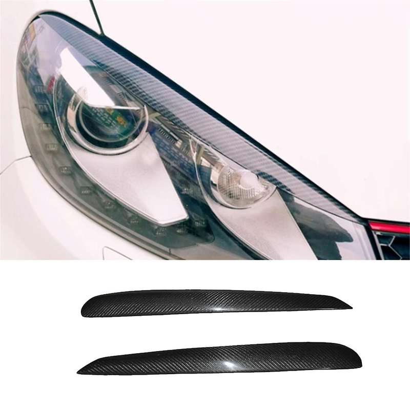 Car Carbon Fiber Headlights Eyebrows Eyelids Cover Eyelash Head Light Stickers for Golf 6 MK6 2008-