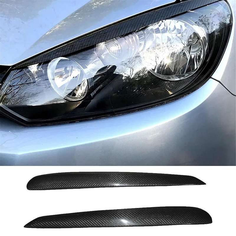 Car Carbon Fiber Headlights Eyebrows Eyelids Cover Eyelash Head Light Stickers for Golf 6 MK6 2008-