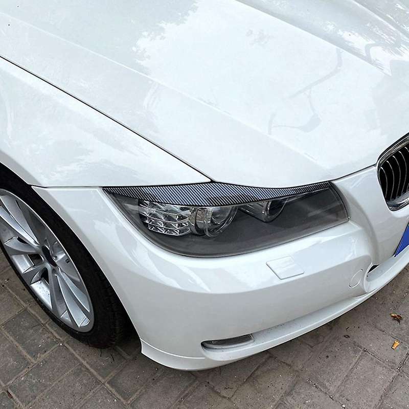 Car Carbon Fiber Headlights Eyebrows Eyelids Cover Eyelash Head Light Stickers for 3 Series E90 E91