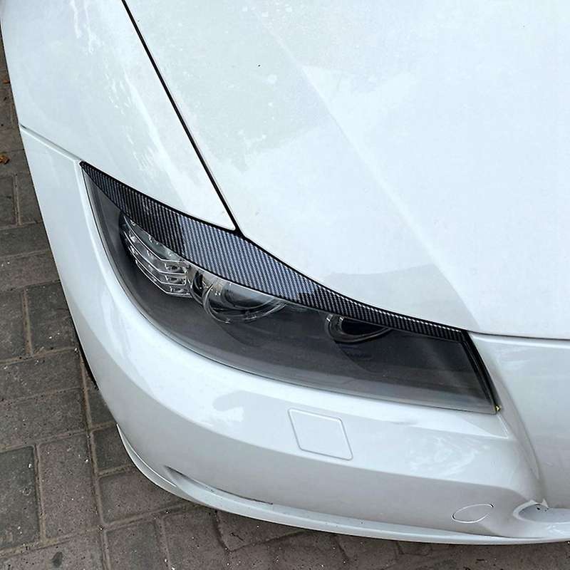 Car Carbon Fiber Headlights Eyebrows Eyelids Cover Eyelash Head Light Stickers for 3 Series E90 E91