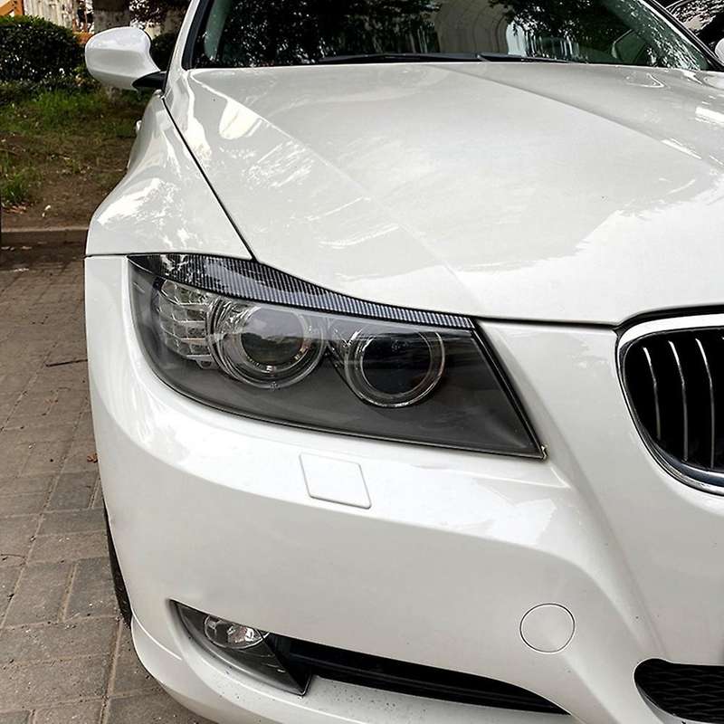 Car Carbon Fiber Headlights Eyebrows Eyelids Cover Eyelash Head Light Stickers for 3 Series E90 E91