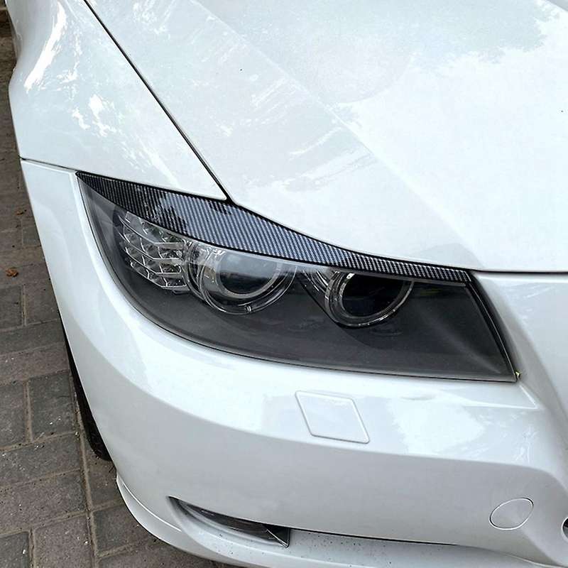 Car Carbon Fiber Headlights Eyebrows Eyelids Cover Eyelash Head Light Stickers for 3 Series E90 E91