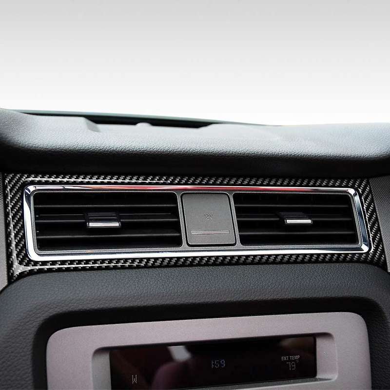 Car Carbon Fiber Instrument Panel Air Conditioning Outlet Vent Cover Moulding Sticker Frame for 2009