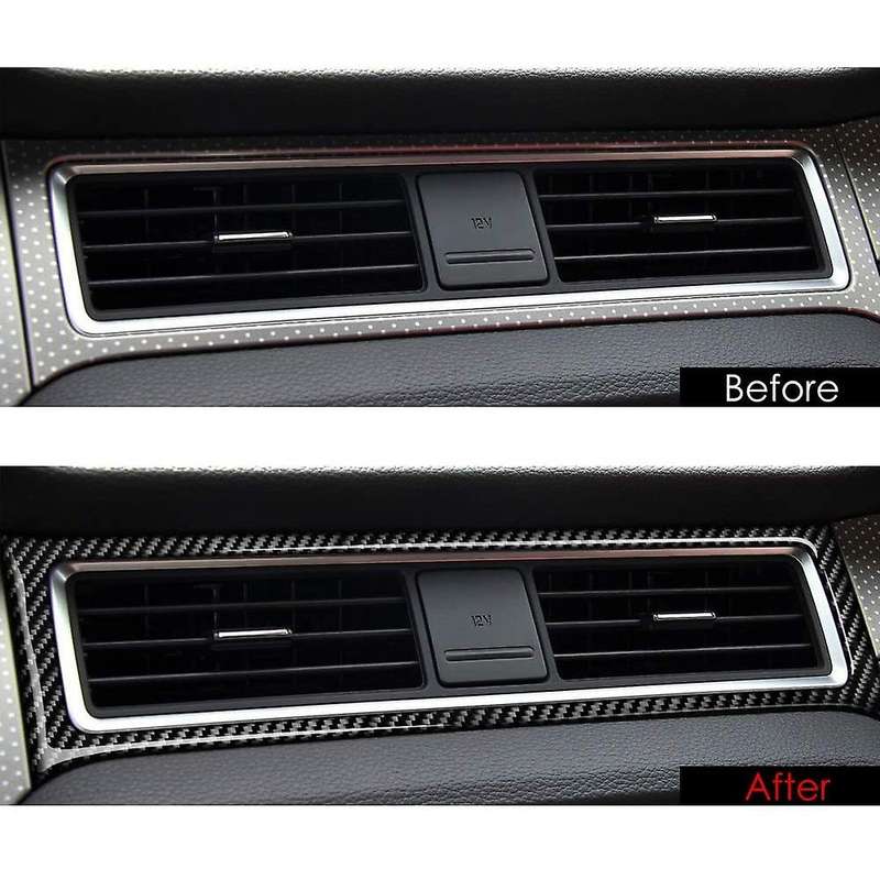Car Carbon Fiber Instrument Panel Air Conditioning Outlet Vent Cover Moulding Sticker Frame for 2009