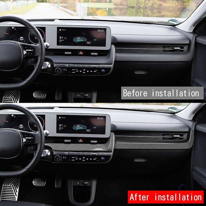 Car Carbon Fiber Instrument Central Control Air Outlet Panel Decorative Cover Trim for Aini 5 Ioniq