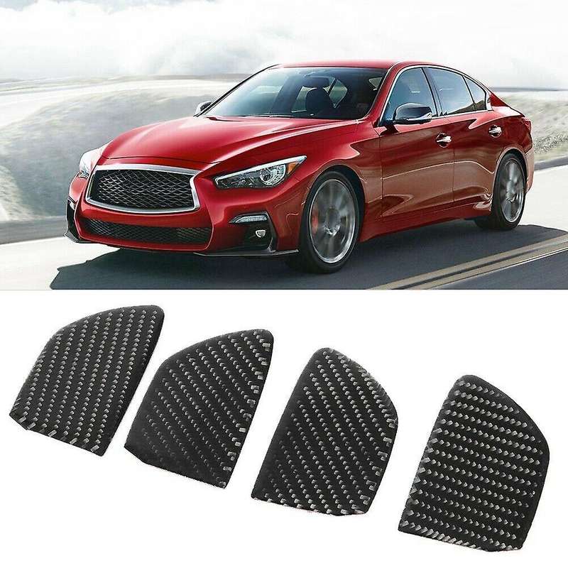 Car Carbon Fiber Inner Door Handle Bowl Cover Trim for Q50 Q60 2014-2019