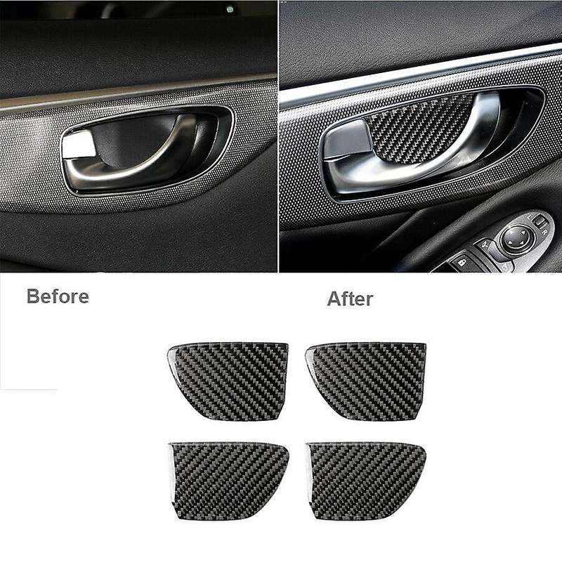 Car Carbon Fiber Inner Door Handle Bowl Cover Trim for Q50 Q60 2014-2019